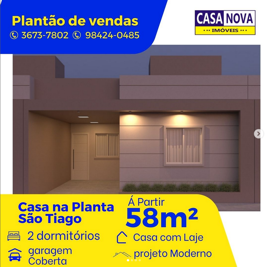 CASA 2 QUARTOS 58M² – SÃO TIAGO